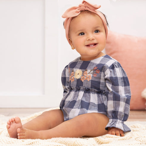 buffalo-check-baby-girl-cotton-bodysuit-with-embroidery- at Sophia's Style-2